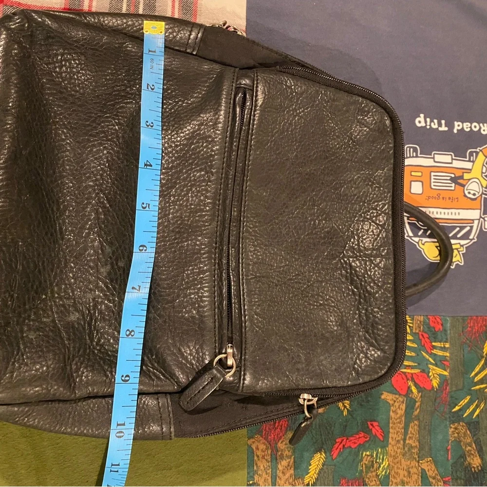 Set 2 Vintage Fossil Black Leather Crossbody Backpack